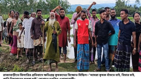প্রাকৃতিক পানি নিষ্কাশনের মুখ বন্ধ করে ব্যক্তিগত ফিসারি পানিতে তলিয়ে ৫০ একর জমি
