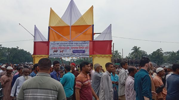 কেন্দুয়া পৌর পশুর হাটে ক্রেতা বিক্রেতার উপচে পড়া ভিড়